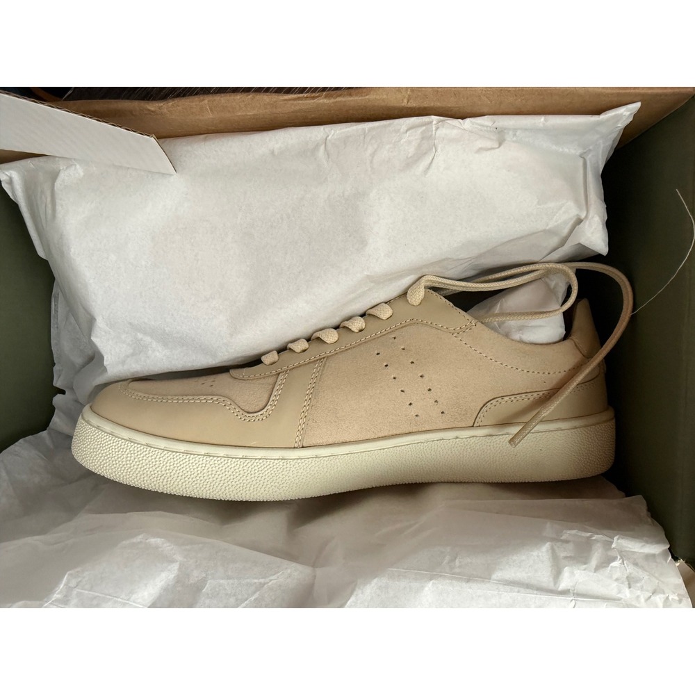 Nisolo Bria GoTo Court Sneaker Bone Leather Suede Low Top WF4001BON-065 Size 6.5
